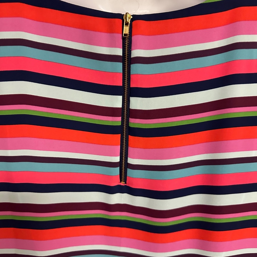 Cynthia Rowley Shift Dress Size 8 Multicolor Striped Short Sleeve Zip Back - Picture 6 of 8